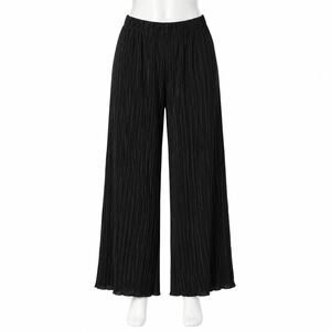 Topshop Black Crinkle Pleated Wide Leg Pants - Size 8-10